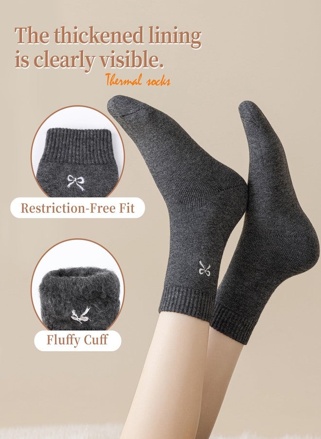 Soxbang Women's Thermal Boot Socks with Plush Lining - Ultra Warm Winter Socks for Extreme Cold, 3 Pairs US(5-9) Bow Black+White+Gray - Image 3